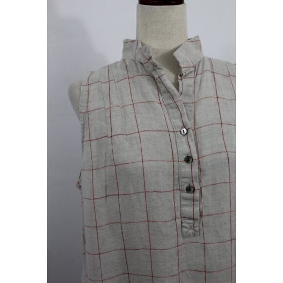 SOST South Street Linen 1 M 10/12 Beige Red Jane Tunic Check Linen Tank Dress - Picture 6 of 9